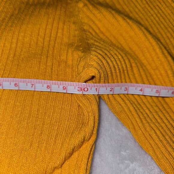 Massimo Dutti mustard yellow ribbed sweater mulberry silk cotton M - Picture 8 of 11